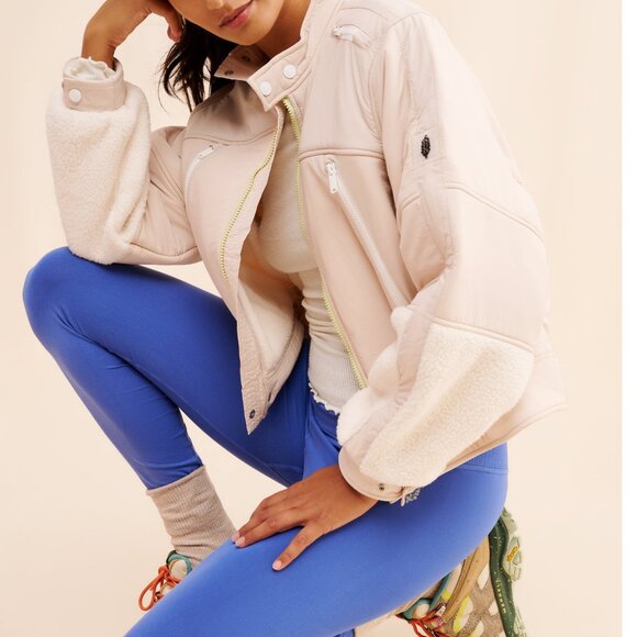 new FREE PEOPLE MOVEMENT on your mark moto sherpa fleece s small - Picture 1 of 5